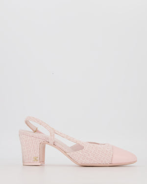 *HOT* Chanel Pink Tweed Slingbacks with Pink Leather Toe Size EU 37.5C