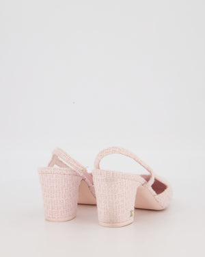 *HOT* Chanel Pink Tweed Slingbacks with Pink Leather Toe Size EU 37.5C