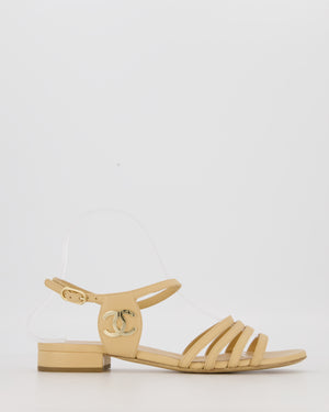 Chanel Beige Strapped Sandals With CC Logo Size EU 38C