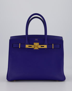Hermès Birkin 30 Retourne Bag in Bleu Electrique Epsom Leather with Gold Hardware