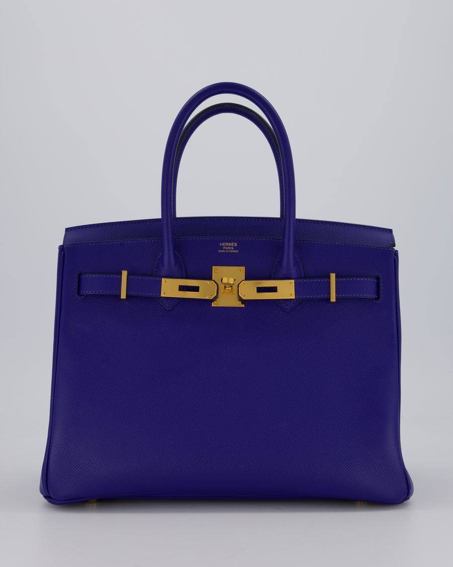 Hermès Birkin 30 Retourne Bag in Bleu Electrique Epsom Leather with Gold Hardware