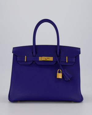 Hermès Birkin 30 Retourne Bag in Bleu Electrique Epsom Leather with Gold Hardware