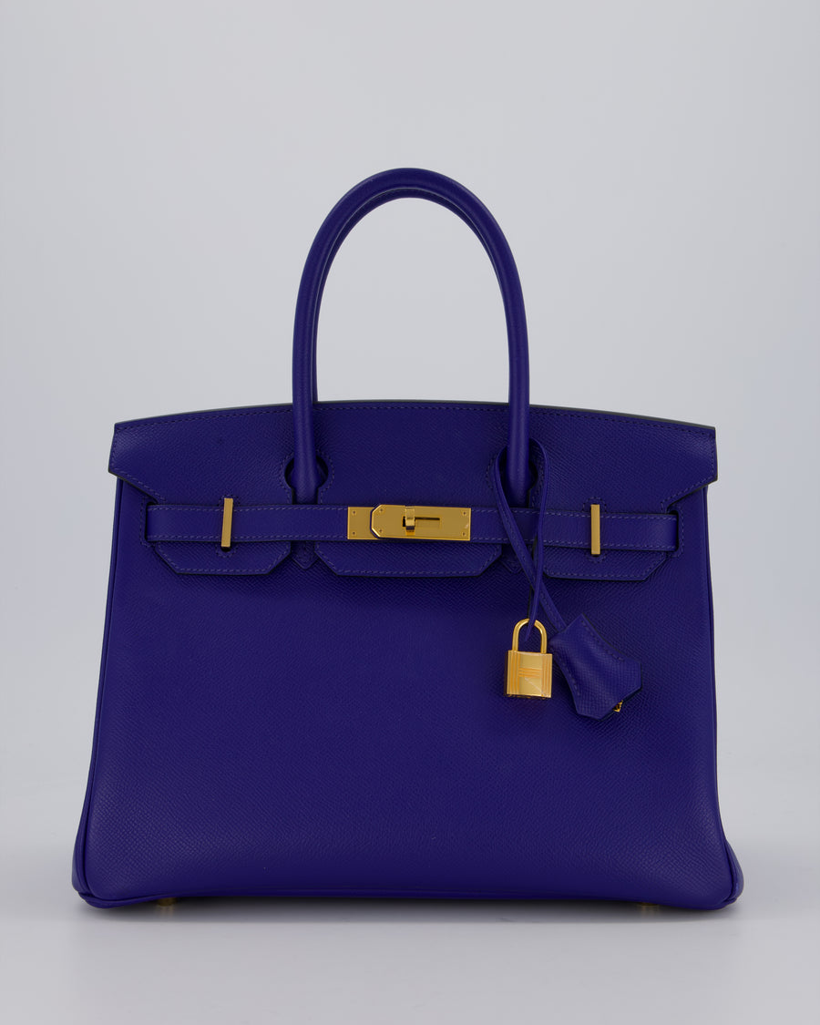 Hermès Birkin 30 Retourne Bag in Bleu Electrique Epsom Leather with Gold Hardware