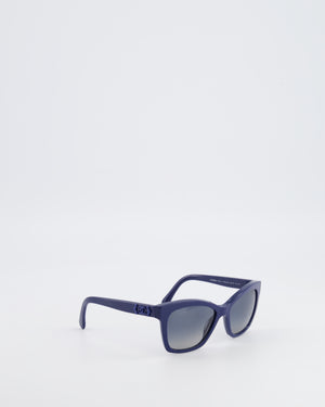 Chanel Blue 5551U Rectangular Sunglasses with CC Logo Details