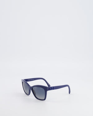 Chanel Blue 5551U Rectangular Sunglasses with CC Logo Details