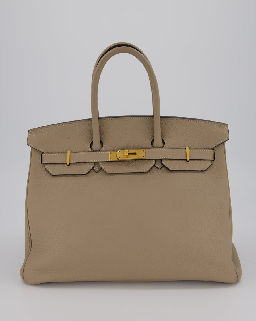 Hermès Birkin 35 Retourne Bag in Trench Togo Leather with Gold Hardware