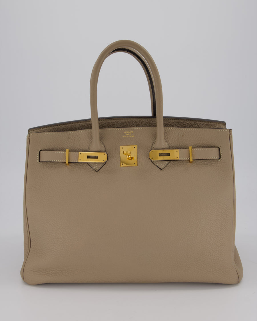 Hermès Birkin 35 Retourne Bag in Trench Togo Leather with Gold Hardware