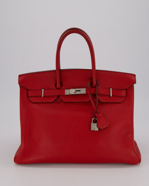 Hermès Birkin 35 Bag in Rouge Vif Togo Leather with Palladium Hardware