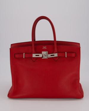 Hermès Birkin 35 Bag in Rouge Vif Togo Leather with Palladium Hardware
