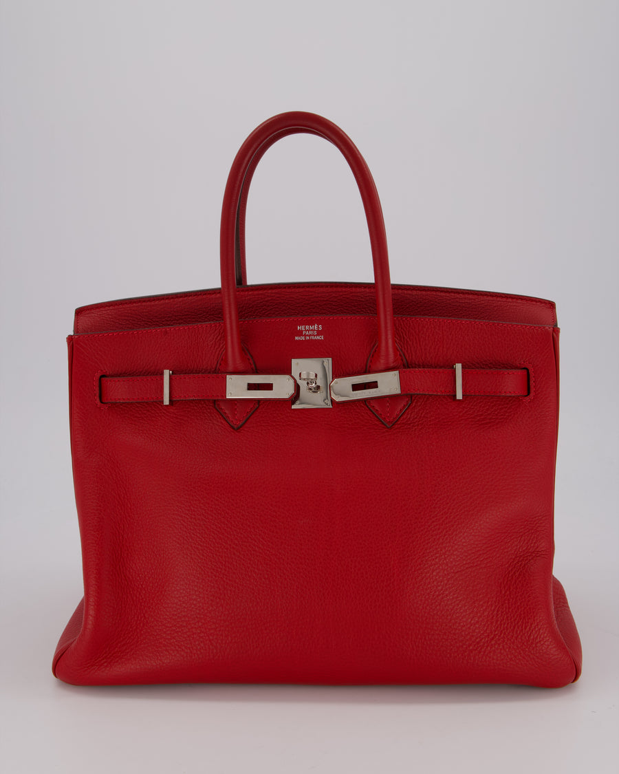 Hermès Birkin 35 Bag in Rouge Vif Togo Leather with Palladium Hardware