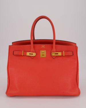 *FIRE PRICE* Hermès Birkin Retourne 35 Bag in Rose Jaipur Togo Leather with Gold Hardware