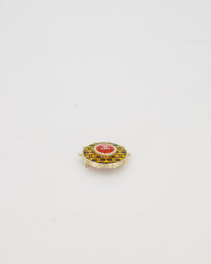 Chanel 2019 La Pausa Red and Gold Embellished Logo Brooch