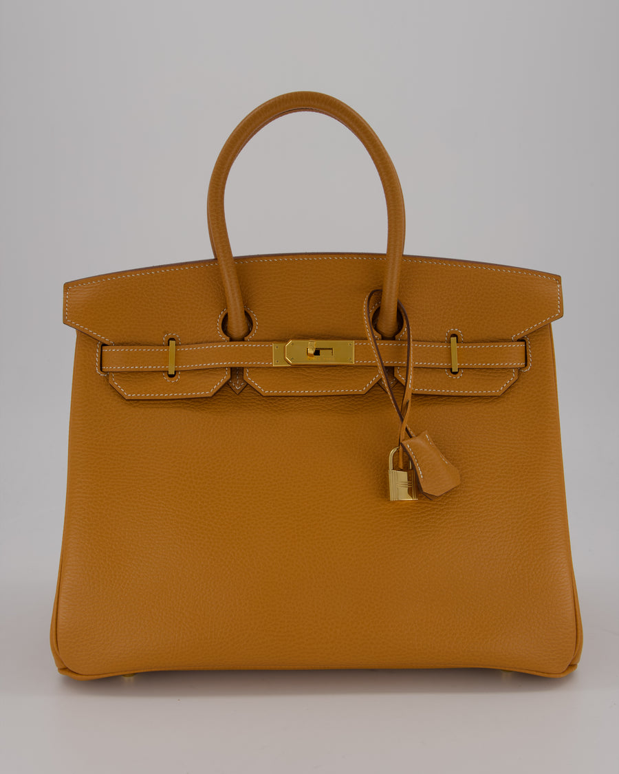 *VERY RARE* Hermès Vintage Birkin 35 Retourne Bag in Naturel Ardennes Leather With Gold Hardware