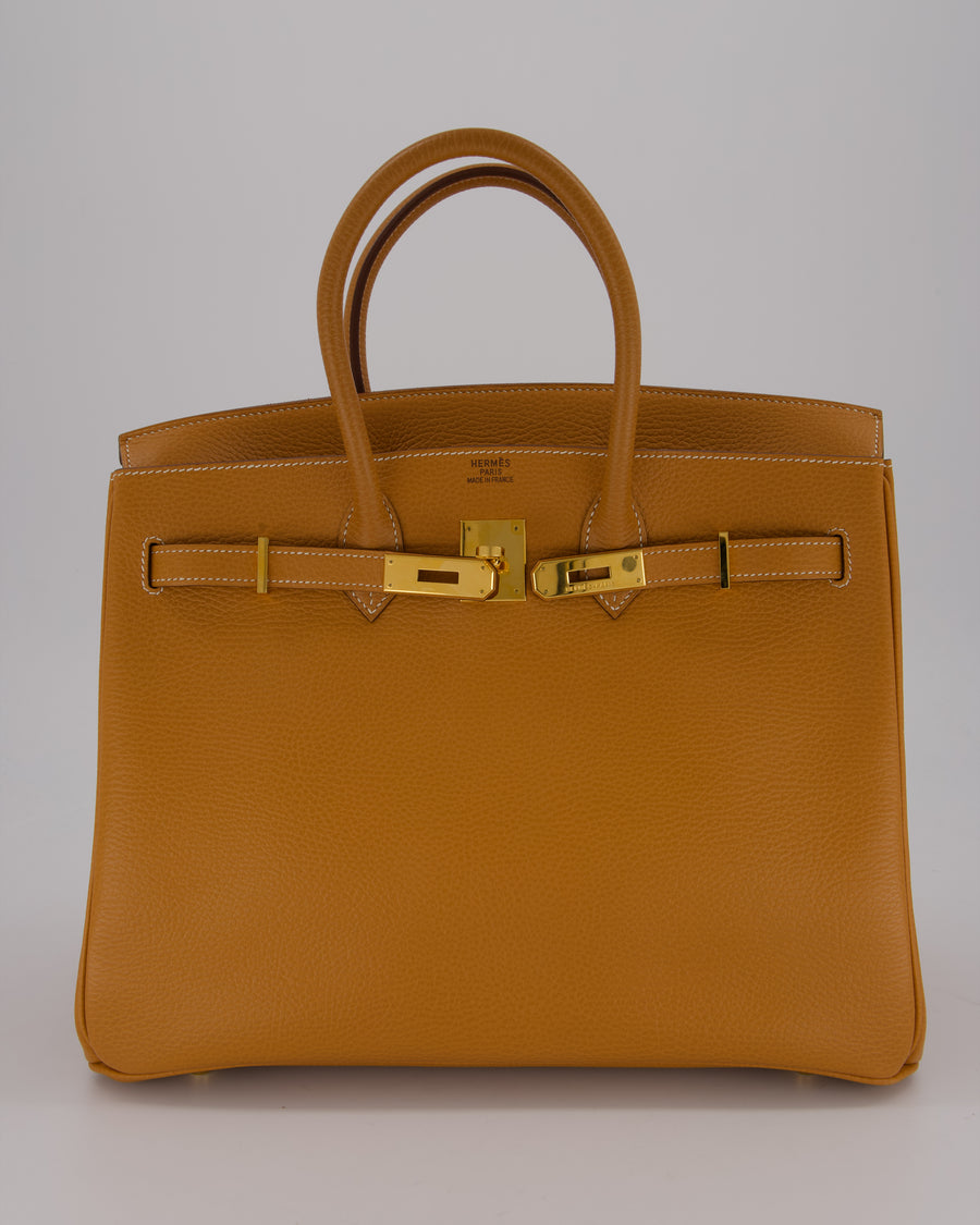 *VERY RARE* Hermès Vintage Birkin 35 Retourne Bag in Naturel Ardennes Leather With Gold Hardware