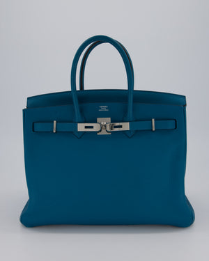 Hermès Birkin 35cm Bag in Blue Petrole Togo Leather with Palladium Hardware