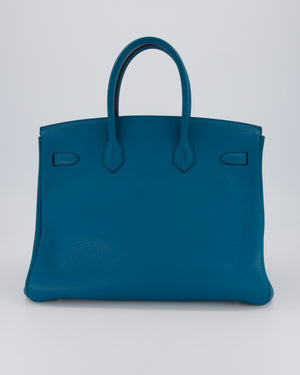 Hermès Birkin 35cm Bag in Blue Petrole Togo Leather with Palladium Hardware