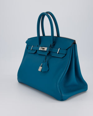 Hermès Birkin 35cm Bag in Blue Petrole Togo Leather with Palladium Hardware