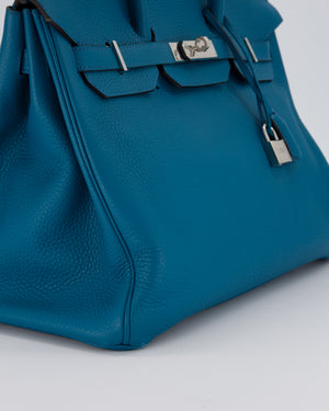 Hermès Birkin 35cm Bag in Blue Petrole Togo Leather with Palladium Hardware