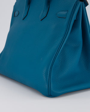 Hermès Birkin 35cm Bag in Blue Petrole Togo Leather with Palladium Hardware