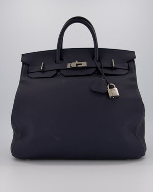 *RARE* Hermès HAC Bag 40 in Bleu Abysse Togo Leather With Palladium Hardware
