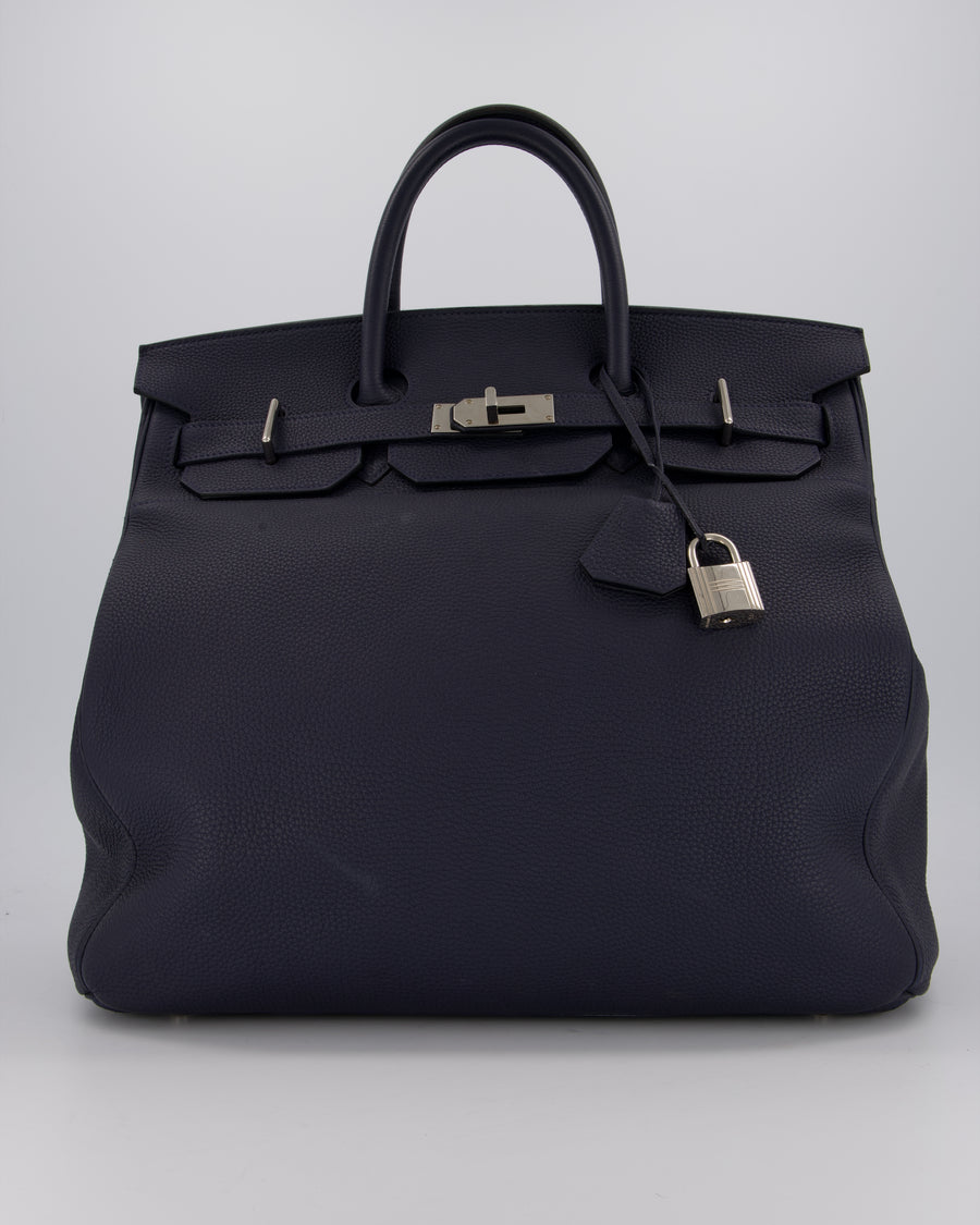 *RARE* Hermès HAC Bag 40 in Bleu Abysse Togo Leather With Palladium Hardware