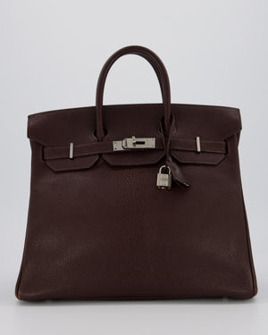 *RARE* Hermès HAC 32 Bag in Chocolat Chèvre Mysore Leather with Palladium Hardware