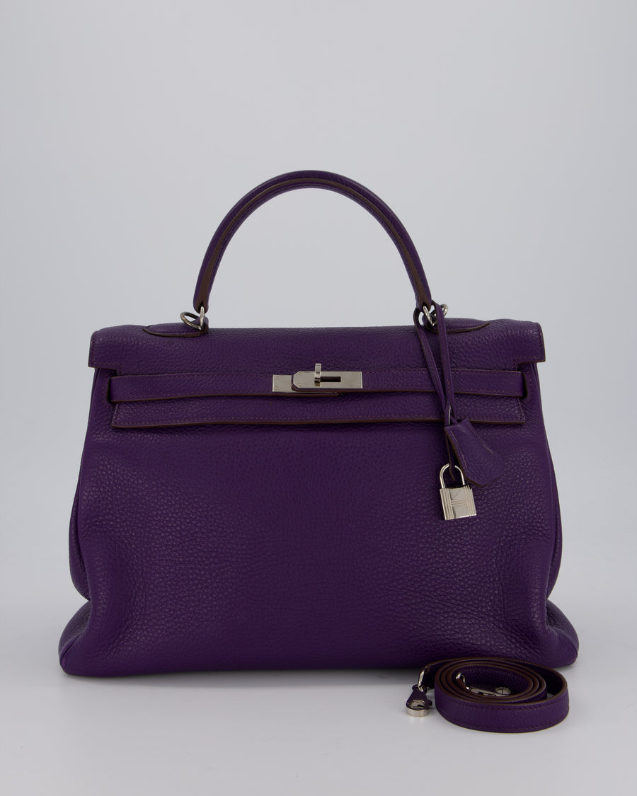 Hermès Kelly 35 Retourne Bag in Iris Togo Leather with Palladium Hardware