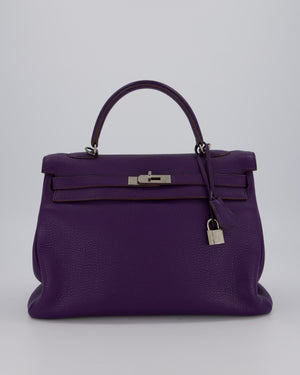 Hermès Kelly 35 Retourne Bag in Iris Togo Leather with Palladium Hardware