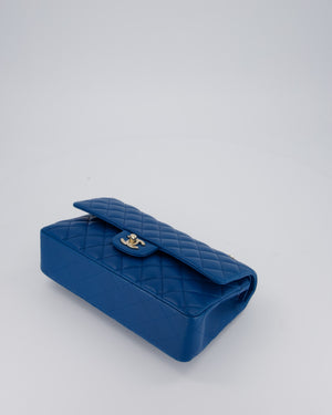 Chanel Medium Electric Blue Classic Double Flap Bag in Lambskin Leather with Champagne Hardware