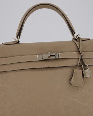 Hermès Kelly 32 Retourne Bag in Gris Tourterelle Togo Leather with Palladium Hardware