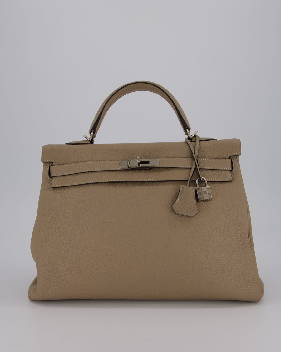 Hermès Kelly 32 Retourne Bag in Gris Tourterelle Togo Leather with Palladium Hardware