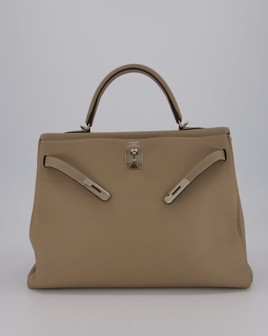 Hermès Kelly 32 Retourne Bag in Gris Tourterelle Togo Leather with Palladium Hardware