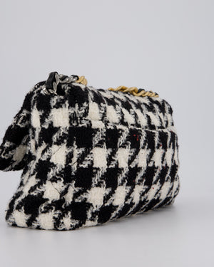 Chanel Medium 19 Flap Bag in Black and White Houndstooth Quilted Tweed with Mixed Hardware