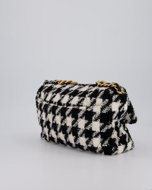 Chanel Medium 19 Flap Bag in Black and White Houndstooth Quilted Tweed with Mixed Hardware