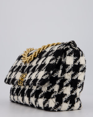 Chanel Medium 19 Flap Bag in Black and White Houndstooth Quilted Tweed with Mixed Hardware