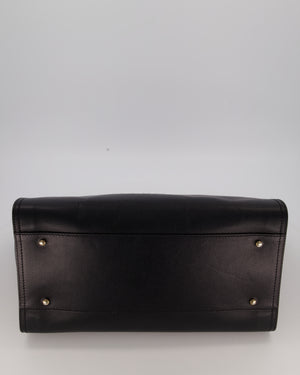 Chanel Black Medium Deauville Tote Bag in Caviar Leather with Silver Hardware