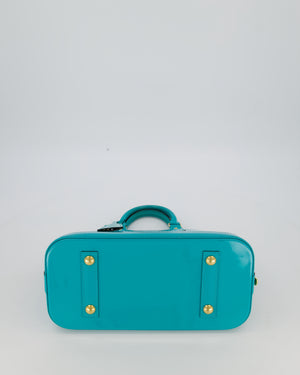 Louis Vuitton Alma PM Bleu Lagon Monogram Vernis Patent Leather Bag with Gold Hardware