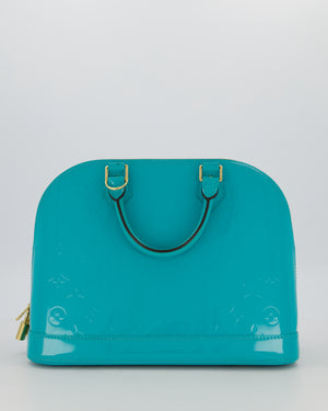 Louis Vuitton Alma PM Bleu Lagon Monogram Vernis Patent Leather Bag with Gold Hardware