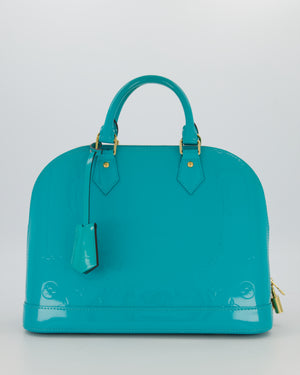 Louis Vuitton Alma PM Bleu Lagon Monogram Vernis Patent Leather Bag with Gold Hardware