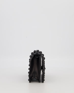 Prada Black Studded Cahier Cross-Body Shoulder Bag In Saffiano Calfskin Leather with Black Hardware