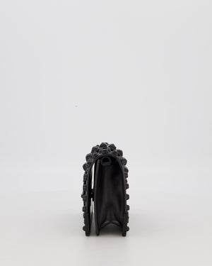 Prada Black Studded Cahier Cross-Body Shoulder Bag In Saffiano Calfskin Leather with Black Hardware