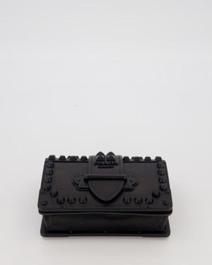Prada Black Studded Cahier Cross-Body Shoulder Bag In Saffiano Calfskin Leather with Black Hardware