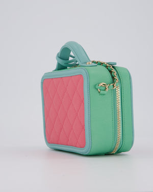 Chanel Tricolour Caviar leather Vanity Case Bag with Blue CC Leather Logo Detail
