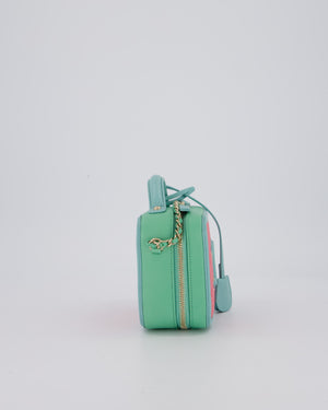 Chanel Tricolour Caviar leather Vanity Case Bag with Blue CC Leather Logo Detail