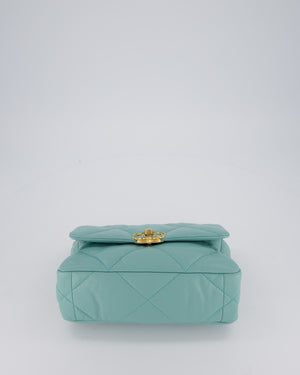 Chanel Small 19 Flap Bag in Aqua Blue Quilted Goatskin Leather with Mixed Hardware