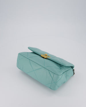 Chanel Small 19 Flap Bag in Aqua Blue Quilted Goatskin Leather with Mixed Hardware