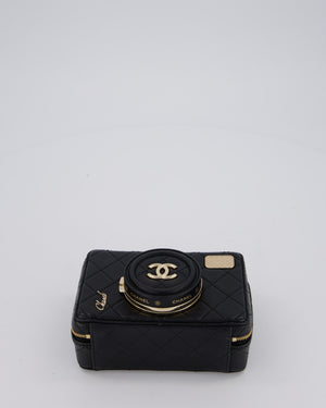 Chanel Coco Mini Clip Camera Bag with Mirror in Lens in Black with Champagne Hardware