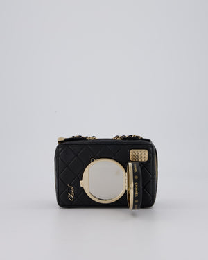 Chanel Coco Mini Clip Camera Bag with Mirror in Lens in Black with Champagne Hardware