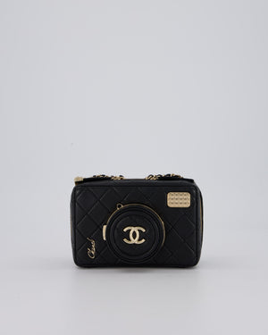 Chanel Coco Mini Clip Camera Bag with Mirror in Lens in Black with Champagne Hardware