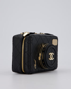 Chanel Coco Mini Clip Camera Bag with Mirror in Lens in Black with Champagne Hardware